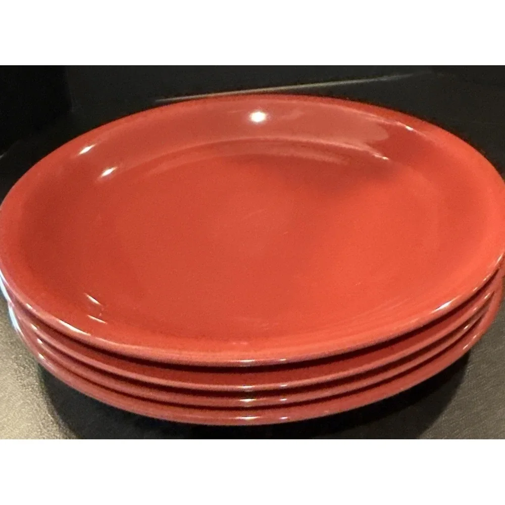 Mainstays Red Stoneware Stackables Salad Plates Plate Set Of 4